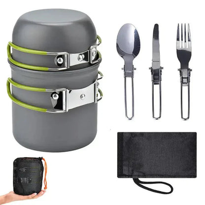 Outdoor Lightweight Camping Cooking Set – Compact Mess Kit with Pans & Cutlery