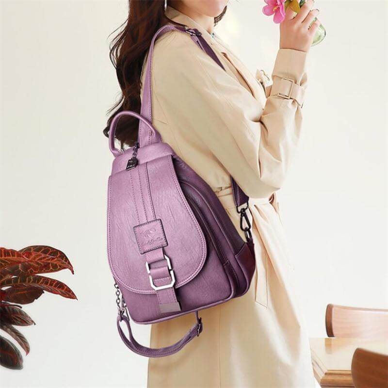Waterproof Vegan Leather Anti-Theft Backpack for Women – Convertible Rucksack & Handbag with Hidden Zipper