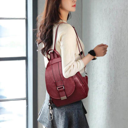 Waterproof Vegan Leather Anti-Theft Backpack for Women – Convertible Rucksack & Handbag with Hidden Zipper