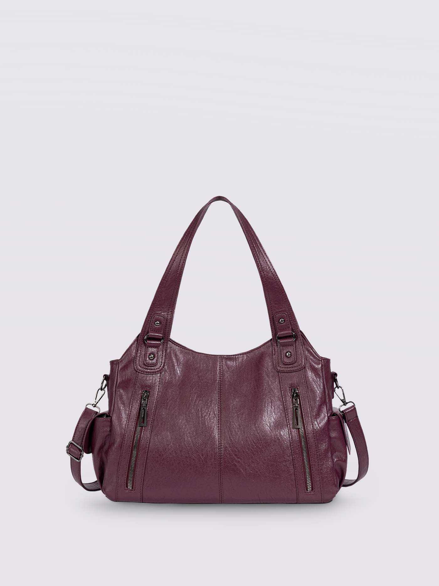 Black Leather Shoulder Bag with Side Pockets – Spacious & Elegant Women’s Leather Handbag