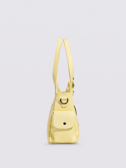 Black Leather Shoulder Bag with Side Pockets – Spacious & Elegant Women’s Leather Handbag